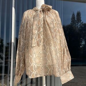 Bailey 44 Brown/Cream Snake Print Blouse Size XL